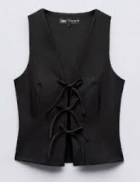 Zara Sleeveless Lace-Up Black Top
